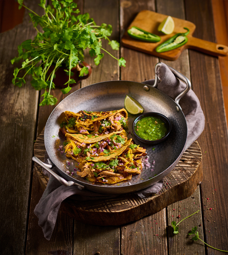 5. Taco de birria s kópiou Maitake